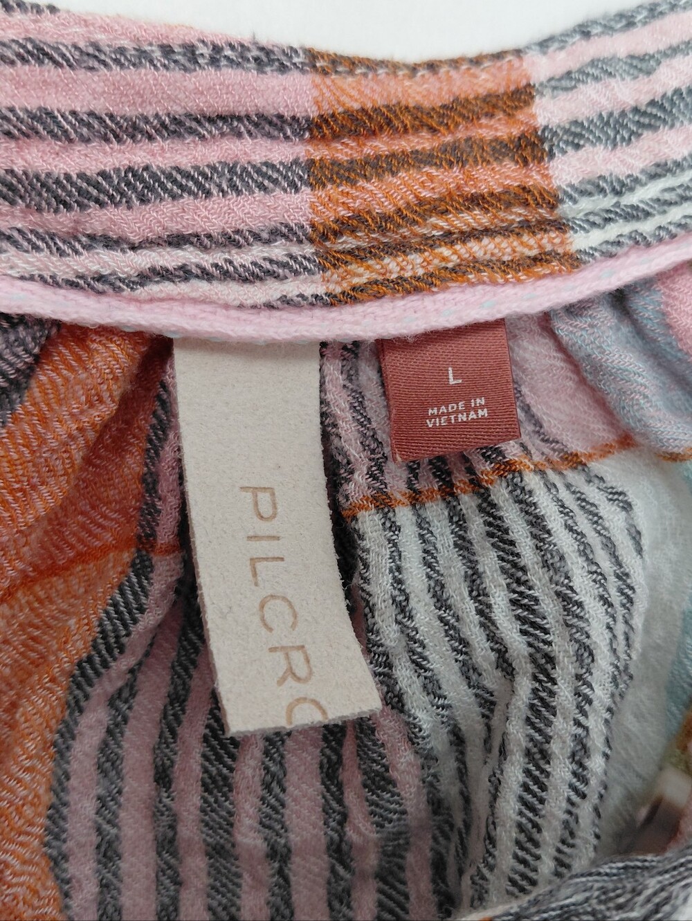 Pilcro Gauze Blouse Plaid Size Large Ruffle - Picture 4 of 6
